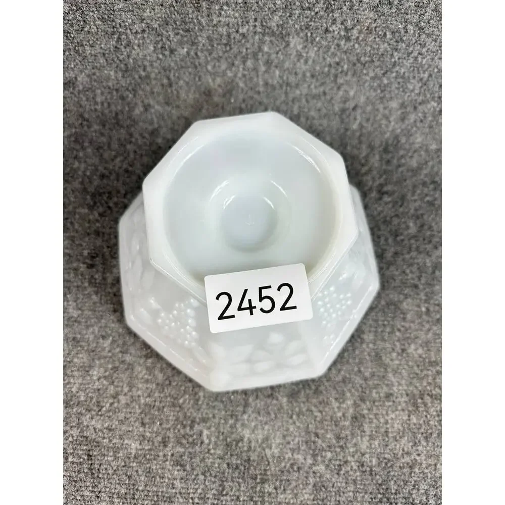 Milk Glass Pedestal Bowl Scalloped Edge Decorative Serving Dish